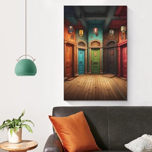 Cuadros modernos de lienzo con puertas abstractas para salones y dormitorios 4