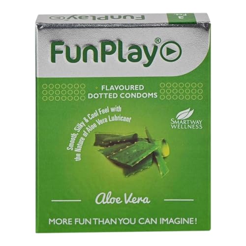 Image of Funplay Aloevera Dotted Condoms 3 PCS | Textured Latex Condoms with Dots | Aloevera Lubricated Surface | Comfortable Fit | Compact and Travel Friendly Pack | For Men