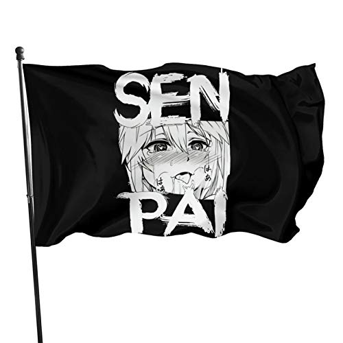 JKVSAICV ahegao Senpai Flag 3 X 5 Ft Polyester with Brass Grommets Room Decor Club Outdoor Flag Banner-Tea Party Flags, One Size