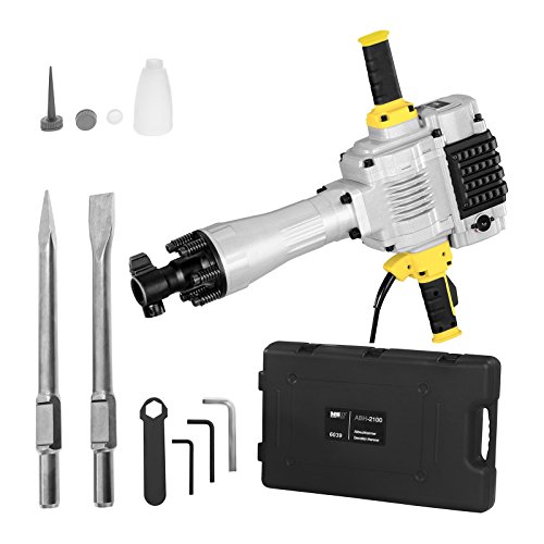 MSW Abbruchhammer 2100 W 85 J Schlagleistung 1600 Schläge/min SDS-HEX-Werkzeugaufnahme inkl. Flachmeißel, Spitzmeißel, Zubehör und Transportkoffer Stemmhammer Meißelhammer Betonhammer – Bild 7