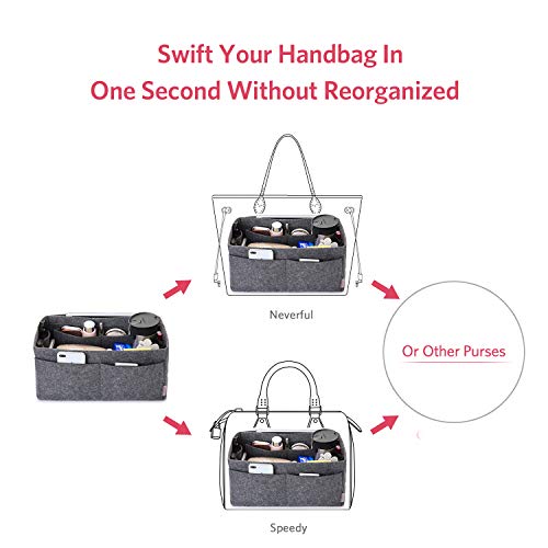 Image of Felt Purse Organizer, Multi Pocket Bag in Bag Organizer For Tote & Handbag Shaper, Speedy 30, Speedy 35 and Speedy 40,X-Large, Grey
