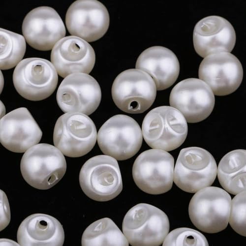 Image of Pack of 15 pcs Round Pearl Buttons with Hole Diameter 10 mm, for Sewing and Art and Craft | White Plastic Pearl Bead Decoration Accessories for Sewing Dress Sweater Skirt Shirt DIY Jewelry Making
