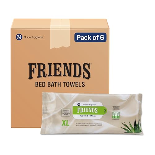 Image of Friends Bed Bath Towels - 60 Count (6 Packs, 10 Wipes Per Pack) | Anti-bacterial, Alcohol Free, Aloe vera Enriched, Extra-Large Size