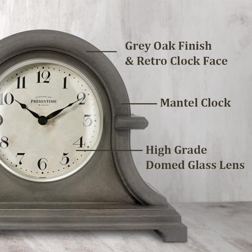 Gray Oak Farmhouse Mantel Clock image product image