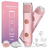 AOMEES Rasierer Damen, 2-in-1 Intimrasierer für Frauen, IPX7 Wasserdicht, Kabellos & Wiederaufladbar, Sanfter Trimmer für Gesicht, Körper & Bikinizone, Geschenk für Frauen (Rosa, Mit 2 Aufsätzen)