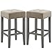 HOMCOM zestaw 2 stołków barowych stołek do jadalni z podnóżkiem oddychająca tkanina poliestrowa drewno kauczukowe pianka szary 38,5 x 38,5 x 69,5 cm