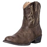 Womens Western Short Cowgirl Cowboy Boot Brown Madison Round Toe by Silver Canyon, Size 9.5M