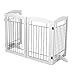 Spirich Free Standing Foldable Wire Pet Gate for Dogs, 80 inches Extra Wide, 30 inches Tall 4 Panels Dog Gate for the House, Doorway, Stairs, Pet Puppy Safety Fence,Set of Support Feet Included, White
