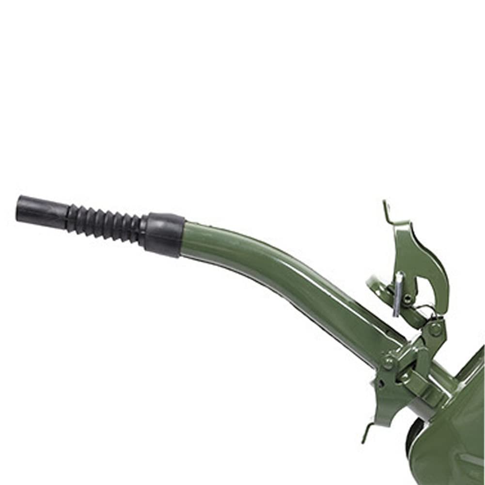 Jerrican - Bidón de gasolina (10 L, metal con boquilla vertedora), depósito combustible portátil para gasolina, aceite y alcohol