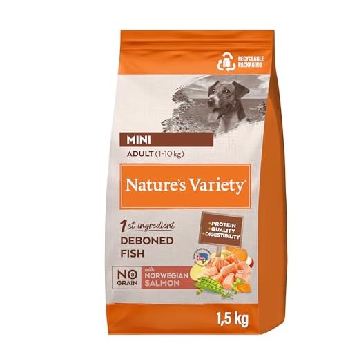 Nature's Variety Original No Grain, Pienso para Perros Adultos Pequeños, Sin cereales, con Salmón sin espinas, 1,5kg