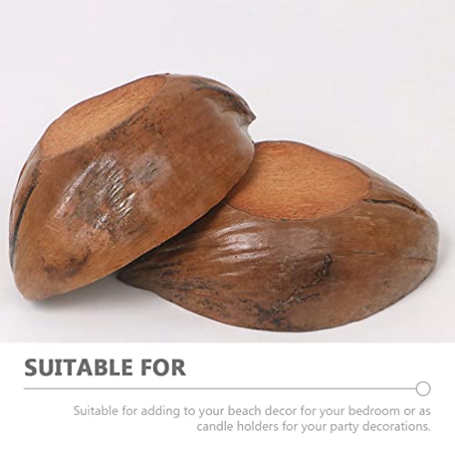 Homsfou Candle Tins 2Pcs Coconut Shell Candle Holders Coconut Bowl Votive Tealight Stand Rustic Candle Containers Tropical Decor For Table Centrepieces Candle Making Kits #TOP5
