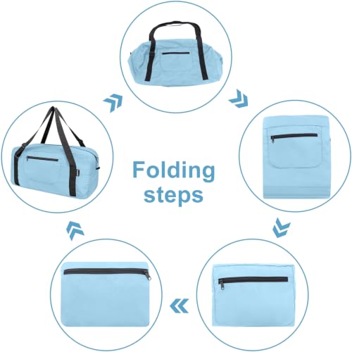 Image of HOLYLUCK Foldable Travel Duffel Bag For Women & Men Luggage Great for Gym - Large Light Blue