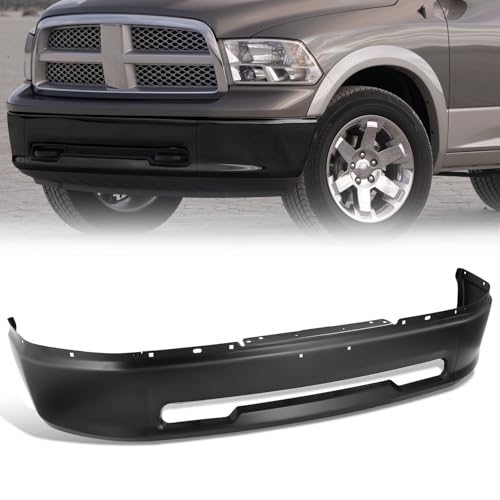 Steel Front Bumper Cover Face Bar Compatible with 2009-2010 Dodge Ram 1500 2011-2012 Ram 1500 Excludes Mega Cab 3-Piece Modular Design without Fog Lights Cutouts Black 68206066AA CH1002385
