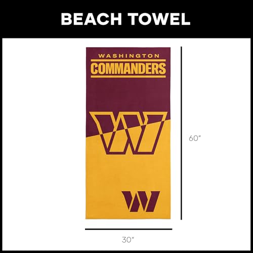 Image of Northwest NFL Washington Commanders Microfiber Beach Towel, 30 x 60 Inches - Quick Dry, Sand Resistant, Lightweight, Highly Absorbent, Incisor Design