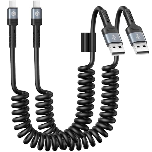 CHAFON Coiled iPhone Charger Cord for Car Retractable Fast Charging Cable Compatible with iPhone 15/14/13/12/11 Pro Max/XS MAX/XR/XS/X/8/7/Plus/6S/Plus/iPad/CarPlay-3FT/2PACK