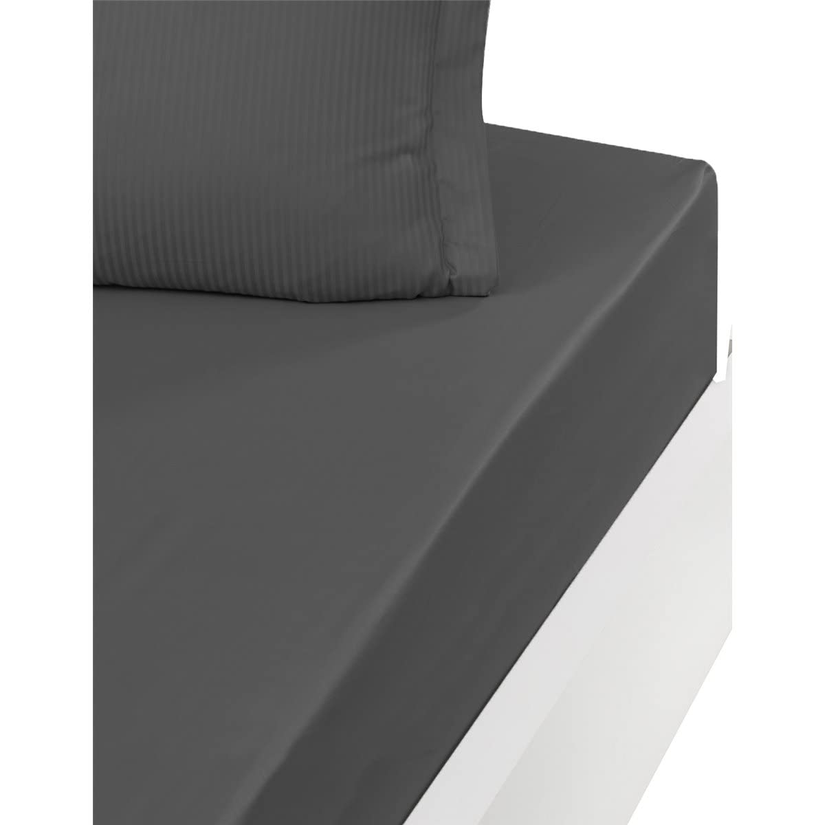 Sensei Maison - Drap Housse uni Satin de Coton Bonnet 40 cm VERSALUXE Plus - 160x200 cm - Anthracite