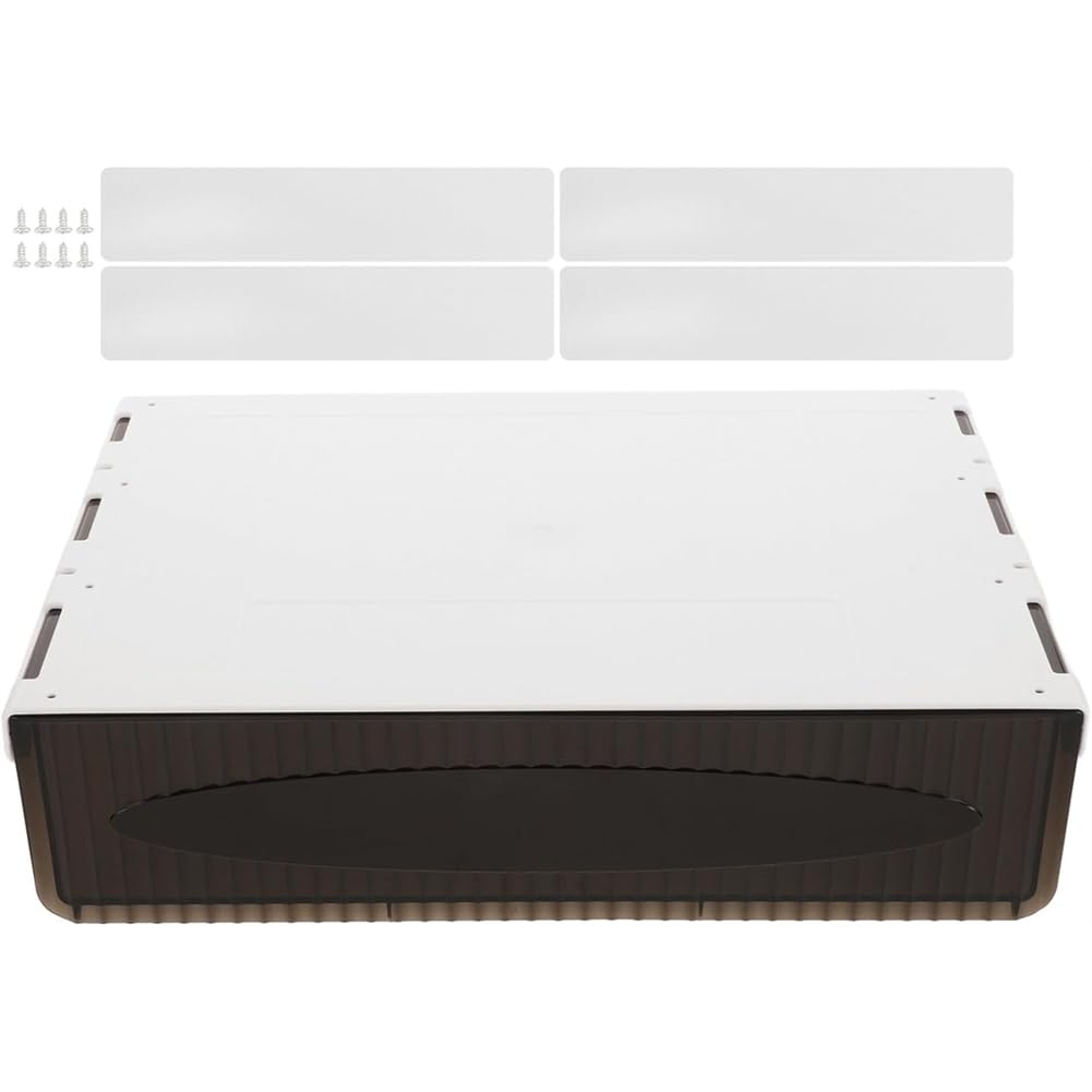CTRLZS Large Hanging Storage Tray Under Desk Drawer Organizer Box Black for and Home Extra Wide Under Shelf Space