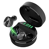 【2020最新版 ワイヤレス充電 Type-C入力ポート】BEESA ワイヤレス イヤホン LEDディスプレイ電量表示 HIFI高音質 AAC/APTX対応 音量調整可能 自動ペアリング 日本語提示 IPX7完全防水 超小型&超軽量 PSE&TELEC認証済み (ブラック)