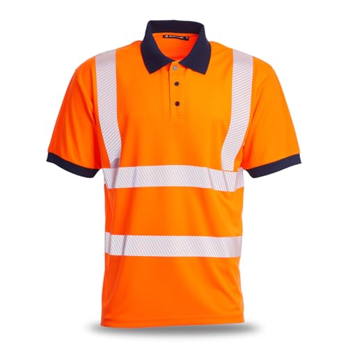 Polo haute visibilité Eco+ haut de gamme en polyester recyclable certifié GRS orange taille XL