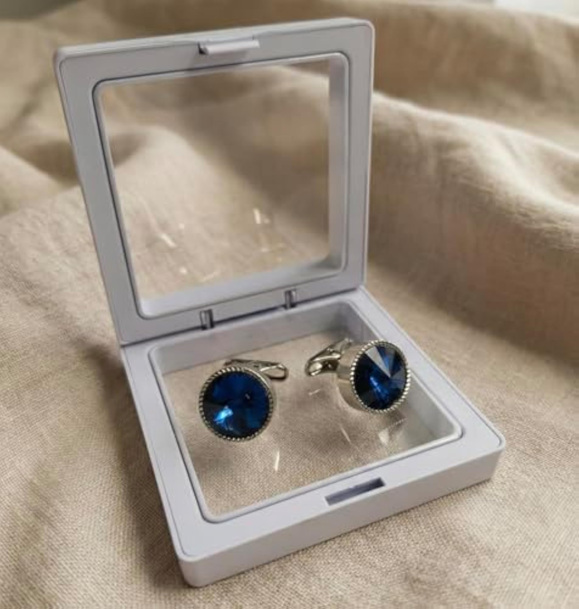 Crystal Metal Cufflinks for Men, Elegant Round Accessories