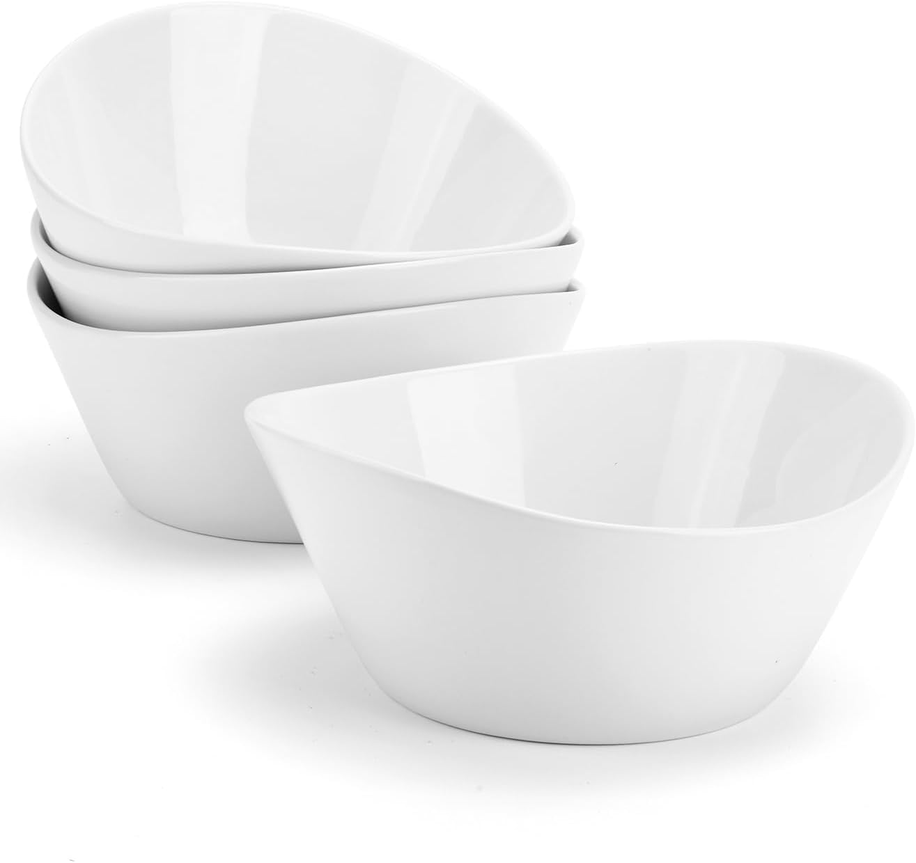 Yedio 48 oz Porcelain Salad Bowls Set of 4 – Large Serving Bowls for Pasta, Soup, Oatmeal, Snacks – Microwave & Dishwasher Safe, White Kitchen Bowl Set