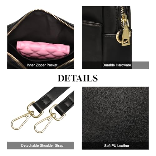 Crossbody Purse for Women,Small Vegan Leather Purse with Adjustable Shoulder Strap,Triple Zip Shoulder Handbag3