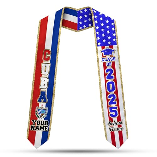 Mostefy Personalized Cuba Graduation Stole 2025, Customized Cuban Graduation Sash, Cuba Graduation Sash Gift for Students