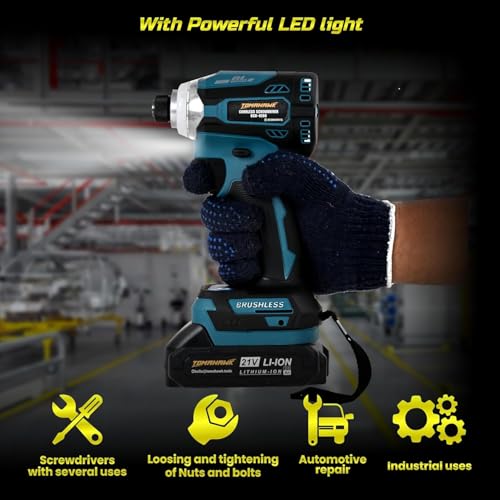 Image of TOMAHAWK BSD-8200 Brushless Cordless Screwdriver /Impact Driver - 2 Battery with 20V, 2.0Ah, 180 Nm, 2400 RPM, 10Mm Chuck capacity, 2 Speed Mode