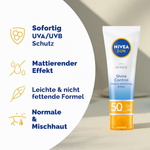 NIVEA UV Face Shine Control SPF50 (50ml), Gesicht Sonnencreme, UV Gesichtscreme, Feuchtigkeitscreme mit LSF50 für den täglichen Gebrauch… – Ansicht 2