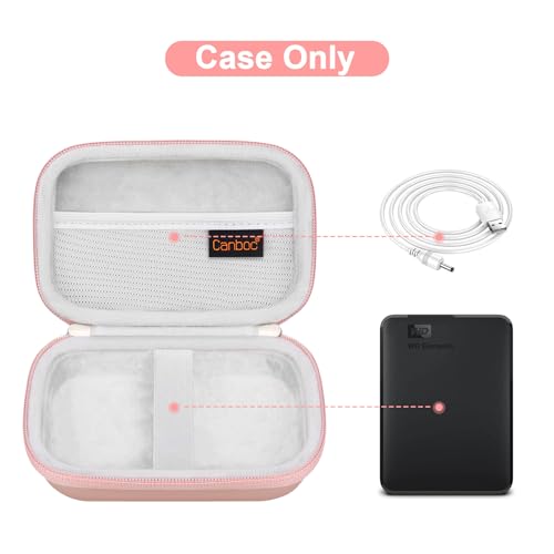 Image of Canboc EVA Shockproof Carrying Case for WD My Passport, WD Elements / Seagate Expansion, Seagate Backup Plus Slim 1TB 2TB 3TB 4TB USB 3.0 Portable External Hard Drive Storage Pouch Box Bag, Rose Gold