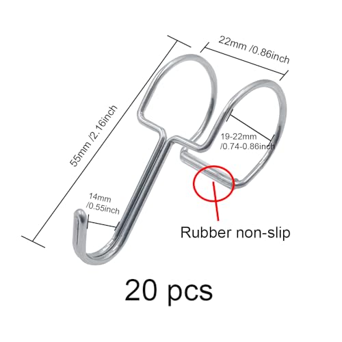 ONEBO 20 Pcs 304 Stainless Steel S Shaped Hooks,Hanging Rod Hanging Hooks Sliding Wardrobe Pipe Hangers,Anti-Drop Metal Hangers Hanging Hook,for Kitchen Work Shop - Image 2
