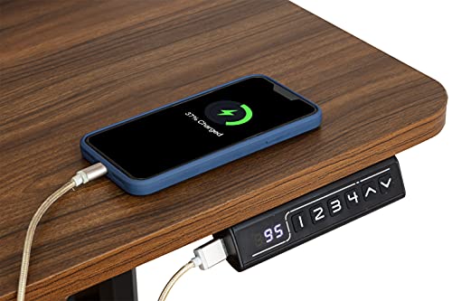 Image of Manual Height Adjustable Sit Stand Desk Frame | Width Adjustable Standing Desk with Retractable Crank Handle | Heavy Duty Steel Frame Load Capacity up to 60 kg (Black Frame & Dark Walnut TT)