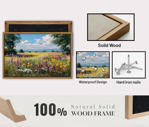 Image of Wildflower Wall Art Flower Meadow Landscape Wall Decor Abstract Flowers Pictures Wall Decor Vintage Farmhouse Floral Canvas Prints Countryside Artwork for Living Room Bedroom Home Decoration 24x36 inch