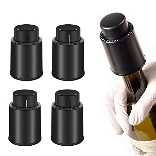 CVOZO 4 tampas de vinho a vácuo, tampa de garrafa de vinho, tampa de vinho reutilizável com indicador de data, o melhor presente para os amantes de vinho