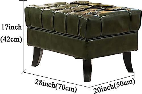 Tabouret Ottoman en cuir vert avec rangement | 100x45x42 cm