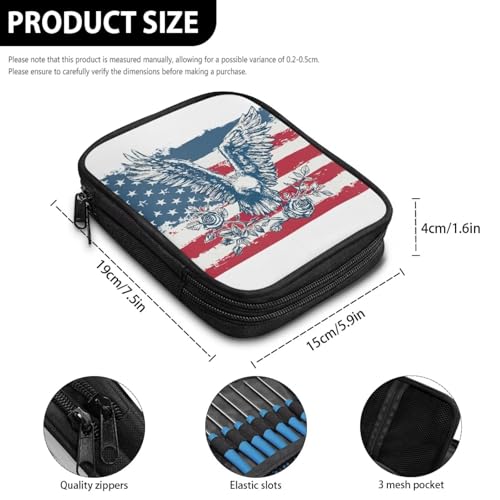 Image of Vanideaoty Eagle Crochet Hook Case Lightweight Rose Crochet Organizers and Storage Soft Easy to Clean Outdoors Home Independence Day Gifts