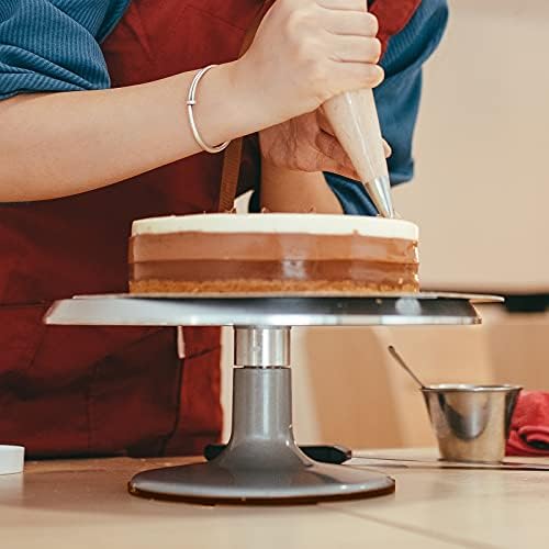 Cake Turntable,12 Inch Rotating Cake Turntable,Aluminium Alloy Revolving Cake Turntable,With Non-Slip Rubber Base and 3 Size Markers (8"/9"/10"),For Cake Decorating