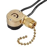 Ceiling Pull Chain Switch ZE-109M Zing Ear Metal Pull Chain Light Switch ON-Off Pull Chain Switch Ceiling Fan Lamp Light Switch (Brass) -  dayone