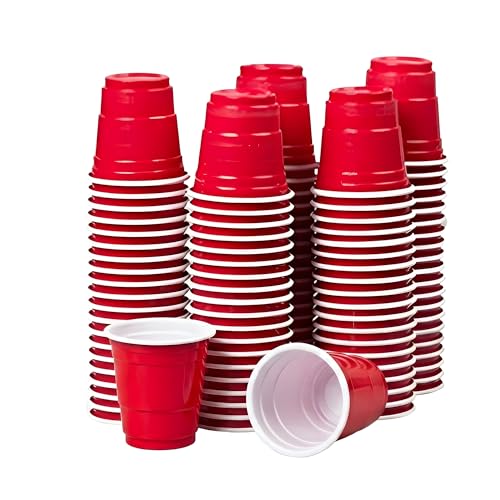 Beauenty Mini Disposable Shot Cups 120 Count 2oz Red Plastic Cups party Cups game Cups jello Shots Coffee Cup suitable For Condiments Snacks Fruits Samples And Tasting Cups reusable Plastic Cups