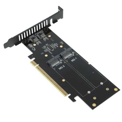BRIGHTFUFU Nvme to Pci E Converter Adapter with Ports for High Speed SSD Connection Dual Power Supply Stable Installation for Multiple Nvme Drives Reliable Computer Accessory