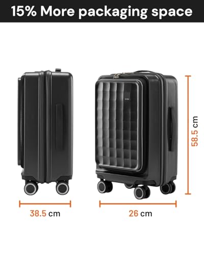 Image of SNITCH Rubik Laptop Cabin Size Grey Polycarbonate Hard Travel Suitcase - Trolley Bag Small & Luggage with 8 Wheels, Premium Lock, Laptop Compartment & Free Shoe Bag