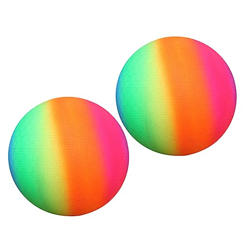 SUPVOX Environmental Protection PVC Rainbow Balls Bounce Play Ball Boys and Girls' Kickball Handball for Beach Pool Develop Catching Throwing Skills