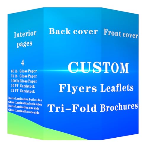 Custom Tri-Fold Brochures Flyers Leaflets 8.5″ x 11″- Use for menus, services, real estate, or event promotions. (100, 100 lb Gloss Paper)