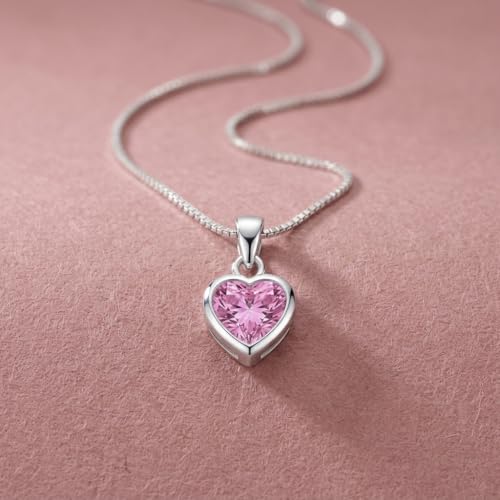 Image of Parnika 925 Sterling Silver Heart Solitaire Zircon Pendant for Women and Girls | Gift for Women n Girls | With Certificate of Authenticity | Pendant Only | Locket|