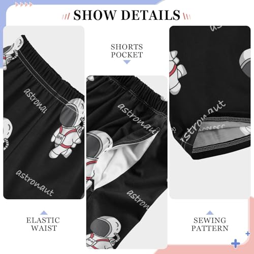 CaTaKu Boys Astronaut Cartoon Black Pants for Boys Girls Wide Leg Sweatpants Kids Long Bottoms with Pockets Size 6-14Y4