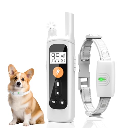 Collar Antiladridos, Collar de Adiestramiento para Perros Recargable, Ip67 Recargable a Prueba de Agua,3 Modos de Entrenamiento y Rango Remoto de 800 Metros, Autonomía 30 Días con Bloqueo de Seguridad