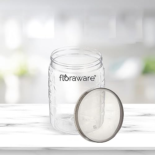 Image of Floraware Jar Container, Set of 18 (6 pcs x 280 ml Each, 6 pcs x 500 ml Each, 6 pcs x 1000 ml), Kitchen Organiser, BPA Free, Stackable (Black)