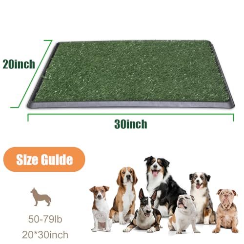 Image of LITA Dog Grass Pad with Tray - Dog Litter Box with 2 Artificial Grass Pads - Potty Tray for Balcony Apartment Indoor Outdoor Use - 20x30 INCH