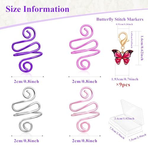 Image of HUISUYTON 4Pcs Handmade Crochet Tension Ring, Adjustable Crochet Tension Ring for Finger, Metal Open Yarn Guide Crocheting Loop Ring, Gifts for Crocheters Knitters Mother Grandma