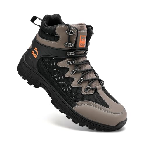 QUH Men's Outdoor Hiking Shoes Breathable Waterproof Non-Slip Mid